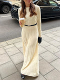 GORUNRUN Fashion Loose High Waist Long Dress Female Long Sleeve Solid Pullover Dress Streetwear Knitwear Winter Women Maxi Dress