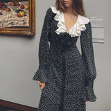 GORUNRUN-2024  new autumn women's fashionable and sexy French style floral long-sleeved dress elegant and casual Vestidos