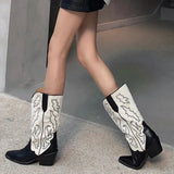 GORUNRUN-Designer Autumn Gladiator Woman Knee High Boots Fashion Embroidery Thick High Heel Shoes Ladies Outdoor Long Booties