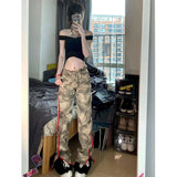 GORUNRUN-Y2K Camouflage Cargo Jeans Women Streetwear Zipper Wide Leg Denim Pants 2000S Hip Hop Harajuku High Waist Print Baggy Trousers