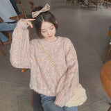 GORUNRUN-Sweet Cropped Sweater Women Oversized Knitted Pullovers Preppy O Neck Knitwear Streetwear Japanese Korean All Match Jumpers New