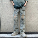 Gorunrun-Streetwear y2k 90s Fashion Hip Pop Style 2000s 2024 Kanye Pockets Y2K Streetwear Ripped Jeans Cargo Pants For Men Clothing Straight Vintage Hip Hop Denim Trousers Ropa Hombre