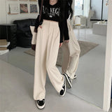 GORUNRUN Korean Suit Wide Leg Pants Women Office Elegant High Waist Loose Straight Trousers Streetwear Casual Ankle-Length Pants