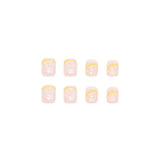 Gorunrun-Fall Nails DIY 24Pcs/Set Refreshing Lemon Short Round Coffin False Nails Girls Nail Art Decoration Full Cover Artificial Fake Nails Removable