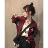 GORUNRUN-Streetwear Jackets Women Vintage Oversized Patchwork Coat Bf Harajuku Korean Spring Autumn Print Loose Casual Basic Outerwear