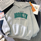 Gorunrun-1898 Brooklyn New York Printed Women Hoodies Fashion Fleece Hoody Creativity Pullover Clothing Street Loose Sweatshirts Women'S