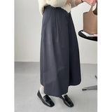 GORUNRUN-Cotton Irregular Folding A-line Umbrella Midi Skirt for Women