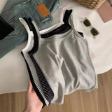 GORUNRUN-Striped Shoulder Camisole Tank Top For Women To Look Slim 24 Spring/Summer Cotton Breathable Solid