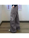 GORUNRUN-Woman Denim Pants Loose Trousers Low Waist Sweatpants Floor-Length Cargo Pockets Pants Bell Bottoms Hiking Design Pant Y2K