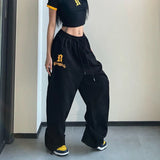 GORUNRUN Y2K Joggers Sweatpants Women Streetwear Oversize Print Jogging Wide Leg Pants Hip Hop Baggy Casual Black Sports Trousers