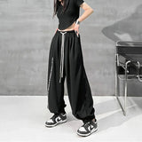 GORUNRUN Y2K Black Joggers Sweatpants Women Hip Hop Letter Print Wide Leg Pants Streetwear Oversized 2Xl Drawstring Trousers Bf