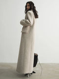 Gorunrun- 30% Wool X-Long Big Size Warm Woolen Coat New Lapel Long Sleeve Women Jacket Fashion Tide Autumn Winter