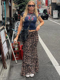 GORUNRUN Leopard Printed Ruffled Maxi Skirt Female High Waist Slim Fashion Mesh Patchwork Streetwear Summer Women's Long Skirt 2024