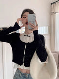 GORUNRUN-New Chinese Style Sweaters Elegant Tees Short Fake Two Piece Knitted Tops Tshirts Y2k Off Shoulder Women Patchwork Camisetas