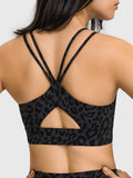 GORUNRUN-Fitness & Yoga Wear Women Leopard Sports Bras Double Strappy Back Cutout Workout Bra Medium Support for Fitness Gym Running