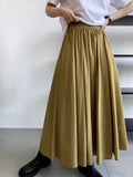 Gorunrun- High Waist Apricot Brown Pleated Long Casual A-line Half-body Skirt Women Fashion Tide New Spring Autumn