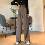 GORUNRUN-Fashion Loose Office Lady Thin Wide Leg Pants Summer High Waist Elastic Women  4XL Casual Korean Straight Trousers New