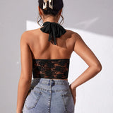 GORUNRUN-Sexy Lace Halter Crop Top Camisole Stitching Tank Top Bustier Women Sleeveless Lingerie Tube Tops Ladies Slim Corset Vest Summer