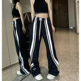 GORUNRUN Y2K Striped Sweatpants Women Streetwear Wide Leg Joggers Vintage High Waist Oversized Sports Pants Baggy Casual Trousers