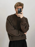 Gorunrun-Solid Warm Half Turtleneck Sweater For Male Trendy Long Sleeve Thicken Cashmere Knitted Pullover 2024 Autumn Street Knit Jumper