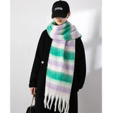 GORUNRUN- Winter Plaid Cashmere Scarf Fall Shawl Korean Style Gradient Scarves Blanket Scarf without Tag