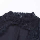 Gorunrun-Knitted Lace Long-Sleeved DressEuropean and American Women's Summer Black Sexy Sexy Casual Skirt