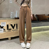 GORUNRUN Y2K High Waist Elastic Wide Leg Pants Women Spring Harajuku Hip Hop Straight Trousers Casual Korean Lace Up Sweatpants