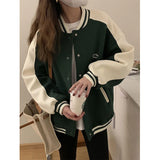 GORUNRUN-Streetwear Baseball Jackets Women Patchwork Oversized Bomber Coat Bf Preppy Korean Letter Print Thicken Casual Outerwear Tops