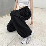 GORUNRUN Hip Hop Women Cargo Pants Streetwear All Match Y2K Wide Leg Pants Korean Elastic Waist Sweatpants Female Chic Trousers