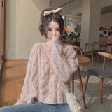 GORUNRUN-Sweet Cropped Sweater Women Oversized Knitted Pullovers Preppy O Neck Knitwear Streetwear Japanese Korean All Match Jumpers New