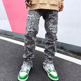 Gorunrun-Streetwear y2k 90s Fashion Hip Pop Style 2000s 2024 Y2K Streetwear Snake Graphic Baggy Zipper Ripped Jeans Pants For Men Clothing Straight Cotton Long Trousers Pantalon Homme