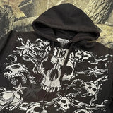 Gorunrun-Dark gothic punk skull letter print design oversized hoodie men's y2k baggy hip hop street zipper cardigan 2024 new sweatshirts