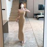 Gorunrun-Elegant Evening Party Sequins Long Dresses for Women 2024 Summer Sexy Fashion Casual Bodycon Sleeveless Korean Female Clothing