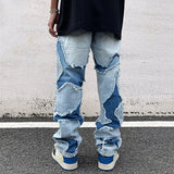 Gorunrun-Streetwear y2k 90s Fashion Hip Pop Style 2000s 2024 Grunge Clothes Y2K Streetwear Hole Ripped Stacked Jeans Pants For Men Kanye Washed Blue Hip Hop Denim Trousers Ropa Hombre