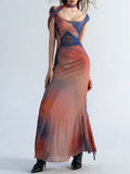 GORUNRUN-Sleeveless Backless Maxi Dress Women 2024 Summer Bodycon Elegant Sexy Tie Dye Outfits Ladies Birthday Party Club Dresses