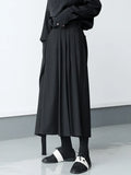 Gorunrun- High Elastic Waist Black Pleated Long Wide Leg Trousers New Loose Fit Pants Women Fashion Tide Spring Autumn