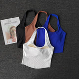 GORUNRUN-2023 Summer Sexy Sports Bra Rib Sport Top Underwear Women's Running Gathered Bra Hanging Neck Fitness Vest Fixed Padded Yoga Bra