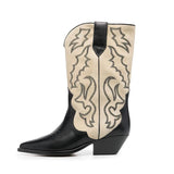 GORUNRUN-Designer Autumn Gladiator Woman Knee High Boots Fashion Embroidery Thick High Heel Shoes Ladies Outdoor Long Booties