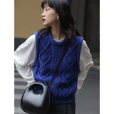 GORUNRUN-Streetwear Sweater Vests Women Basic Sleeveless Knitted Waistcoat Autumn Winter Vintage Korean Cropped Knitwear Tank Pullover