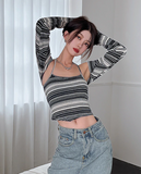 GORUNRUN-summer outfits y2k style casual spring outfits Y2K Striped Tank Top Set