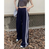 GORUNRUN 4Xl Striped Sweatpants Women Harajuku Casual Wide Leg Pants Streetwear Oversized Joggers High Waist Baggy Sports Trousers