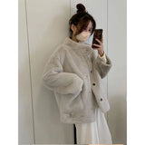 GORUNRUN-Elegant Fur Coat Women Streetwear Fluffy Jackets Korean Thick Single Breasted Furry Outwear Winter Warm Loose Faux Mink Overcoat