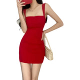 Gorunrun-WOMENGAGA Red Dress Mini Summer 2023 New Sexy Short Female Dress Elegant Hot Sexy Korean Women Dresses Sweet 2023 94S6