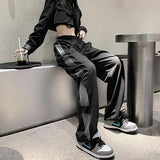 GORUNRUN Bf Striped Baggy Sweatpants Streetwear Hip Hop Women Black Wide Leg Pants Harajuku Casual Oversized 3Xl Straight Trousers