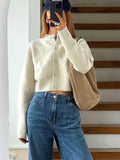 GORUNRUN White Knitwear Patchwork Cardigan Sweater For Women Fashion Loose Casual High Waist Knit Outwear Streetwear Women's Coat