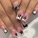 Gorunrun-Fall Nails DIY Long Ballet Fake Nails New Year's False Nail French Full Set Press on Nails DIY Detachable Valentine's Day Rhinestone Nail Tips