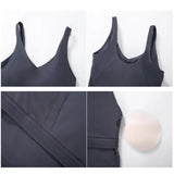 GORUNRUN-Fitness & Yoga WearPASSION Tank Top with Shelf Built In Bra Crop Top with Removable Padding Longline Sports Bra for Yoga Gym