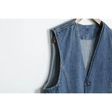 GORUNRUN-Womens Denim Vest Sleeveless V Neck Button Down Jean Waistcoat Jacket Y2K Summer Crop Tops