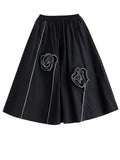 Gorunrun- High Elastic Waist Black Three-dimensional Flower A-line Half-body Skirt Women Fashion Tide New Spring Autumn