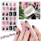 Gorunrun-Halloween Nails Kids Full Cover False Nails Press On Self Adhesive Nail Manicure Tips Candy Color Fake Nails Nail Art for Children 24Pcs/box